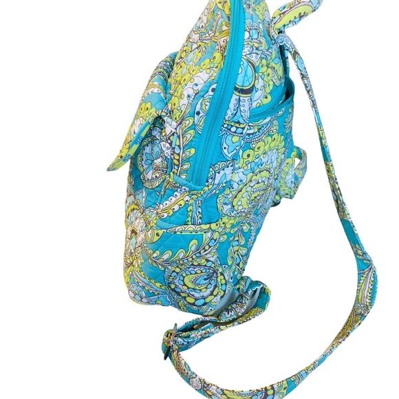Vera Bradley Retired Peacock Green Small Quilted Backpack Vintage Paisley Purse - Picture 3 of 15